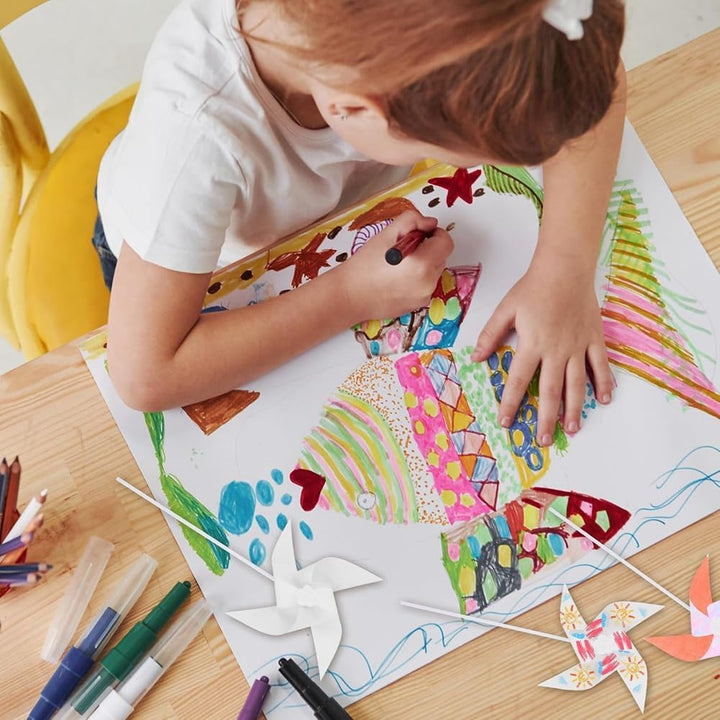 50 Stück DIY-Windräder Aus Papier für Kinder, Weisse, Blanke Windräder Aus Papier, Blanke Windmühlen