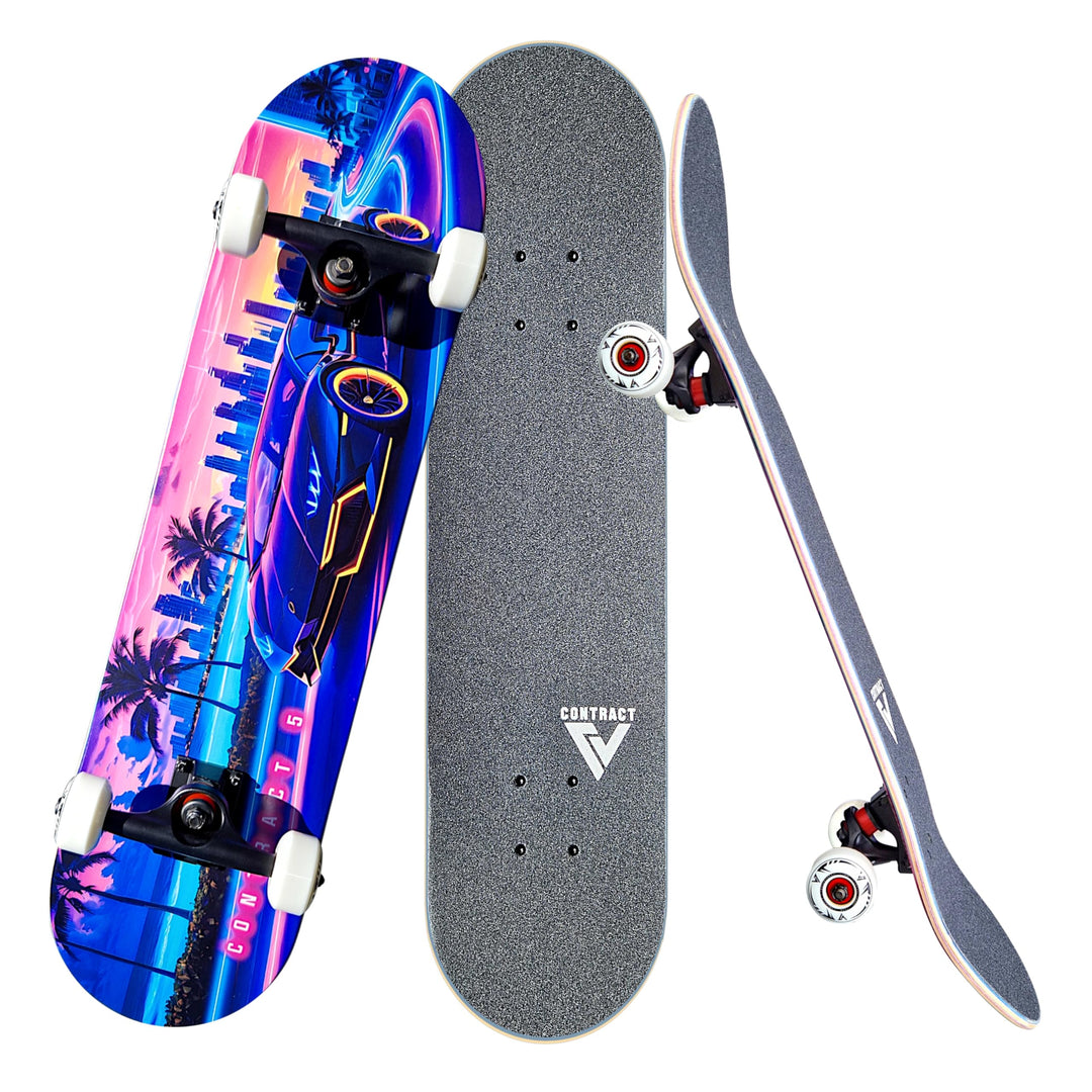 Komplett Skateboard Miami Boulevard - für Kinder und Jugendliche - 7-lagiges Ahornholz Deck - Medium