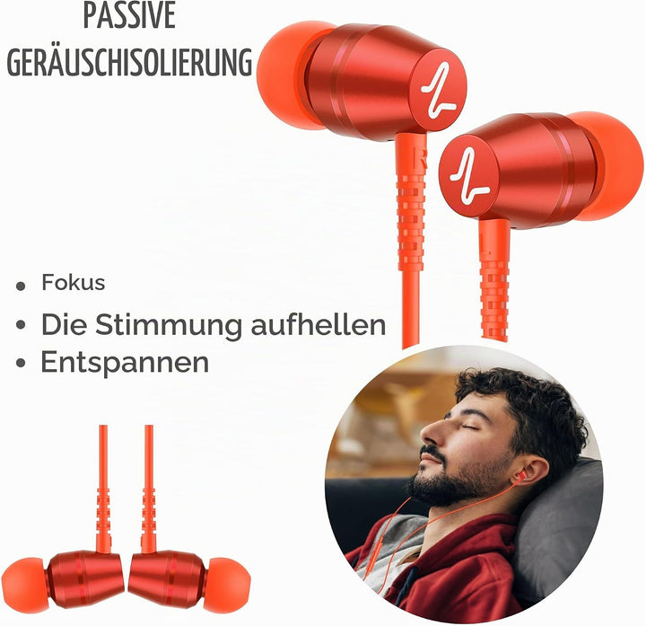 LUDOS OMNITONE Kopfhörer In Ear Kopfhörer mit Kabel und Mikrofon, 5 Jahre Garantie, In Ear Ohrhörer,