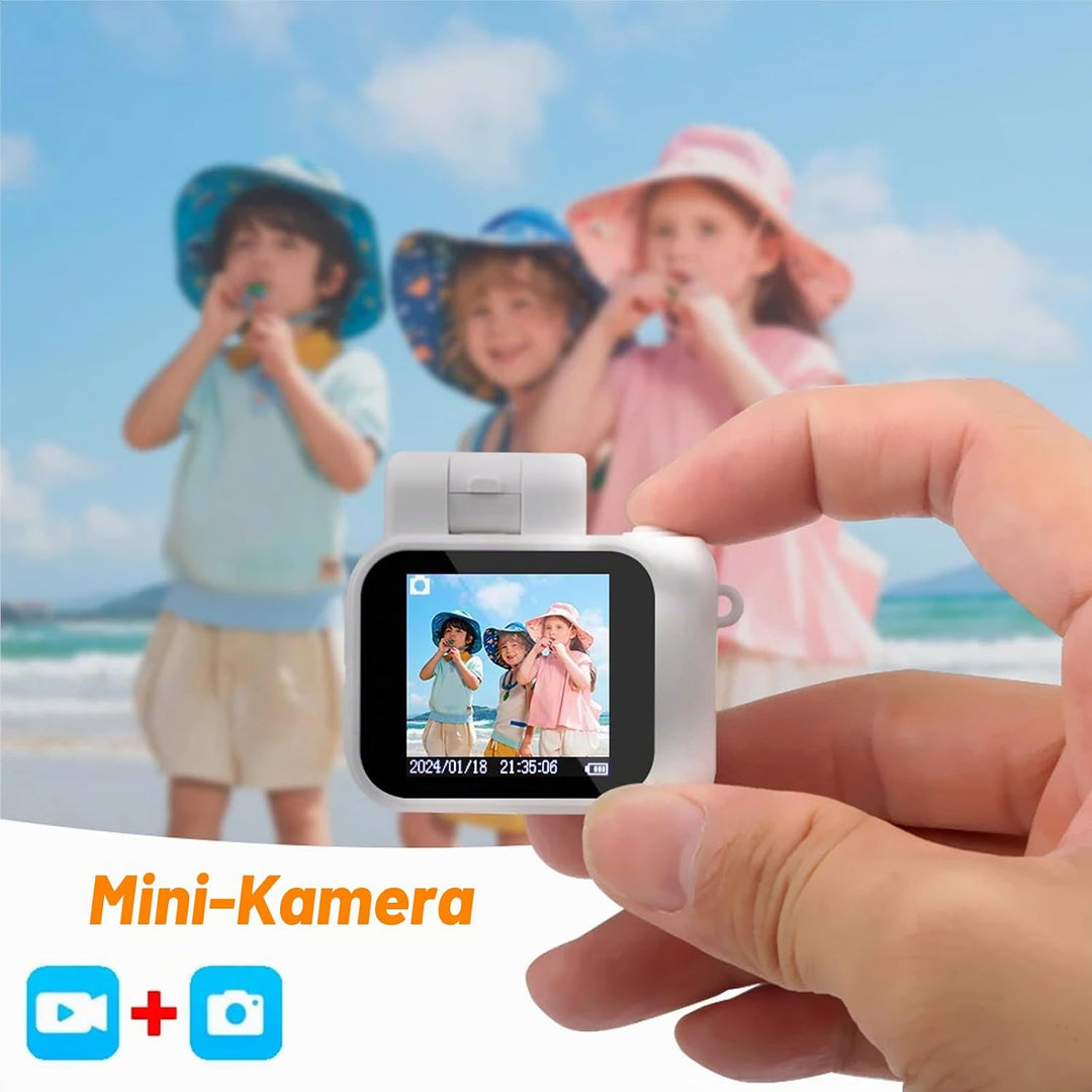 Mini Retro Kamera1080P with 32GB Card Mini Digitalkamera Analog Kamera Kreative Geschenke（Weiss）, We
