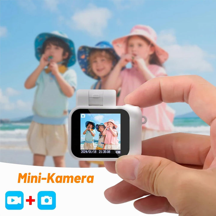 Mini Retro Kamera1080P with 32GB Card Mini Digitalkamera Analog Kamera Kreative Geschenke（Weiss）, We