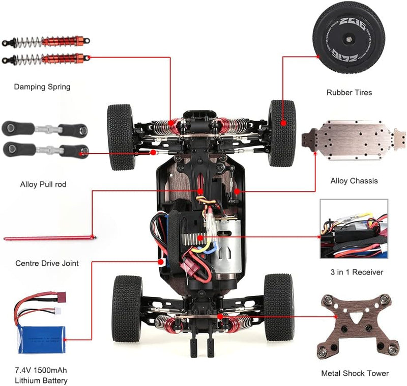 Goolsky Wltoys XKS 144001 RC Auto 60 km / h Hochgeschwindigkeits Geländewagen RTR mit Buggy und Allr