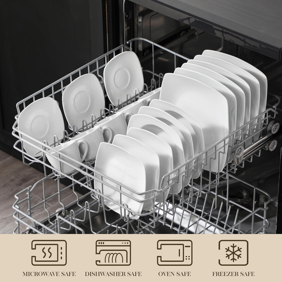 MALACASA, Serie Julia, Geschirrset 12 Personen, 60 Teilig Porzellan Geschirr Set,Kombiservice Tafels