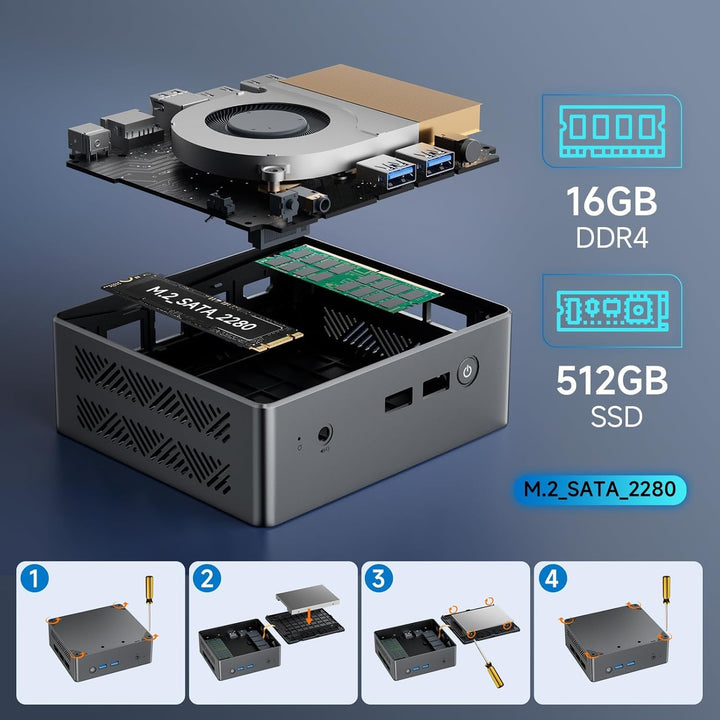 BMAX Mini PC N95(bis zu 3,4GHz) 16GB DDR4 RAM 512GB Intel 12. Gen B4 Kleiner PC, HDMI 4K@60 3-Bildsc