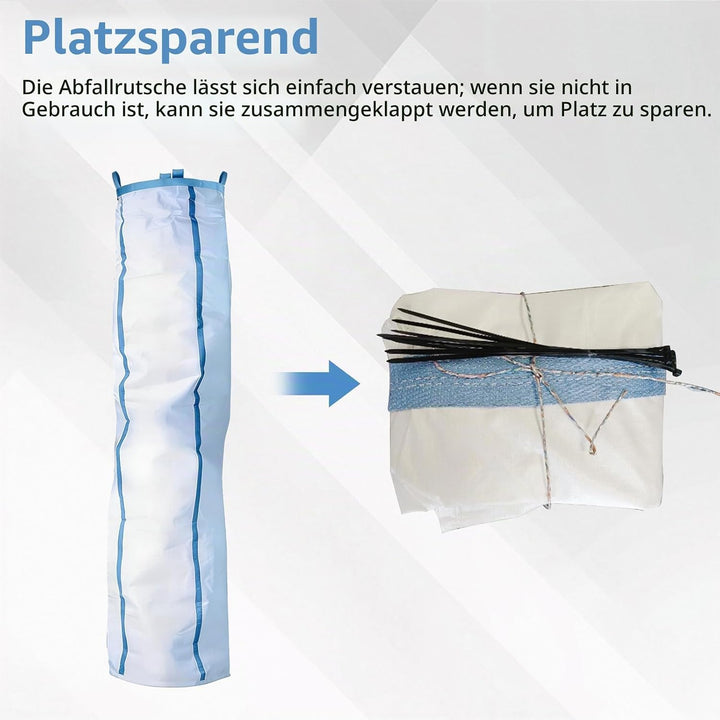Schuttrutsche, 4m Bauschuttrutsche mit 8 Kabelbindern, Staubreduzierung, Platzsparend, Reissfester G