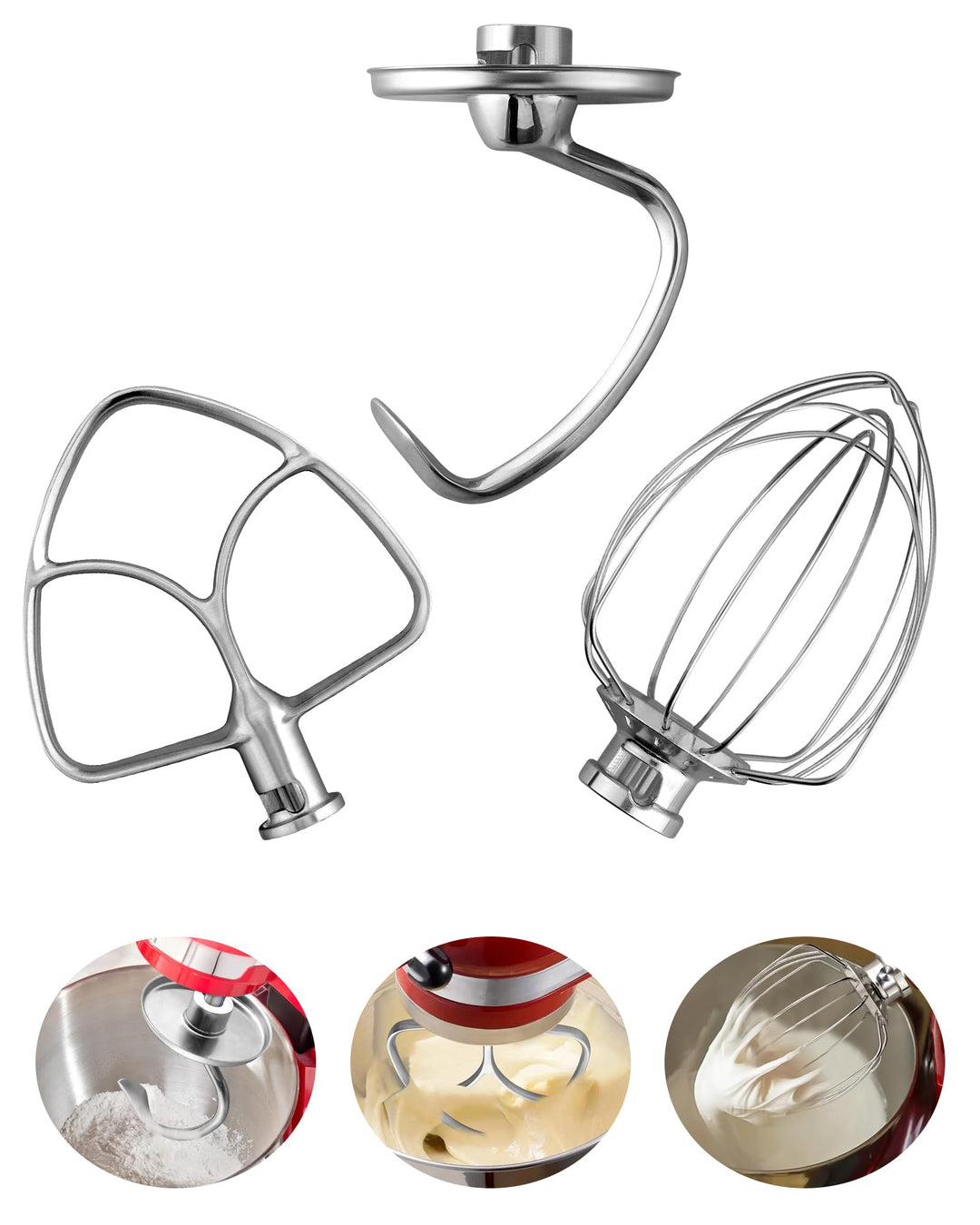 HOMGEN 3 stück Mixeraufsätze für KitchenAid Standmixer 4.5-5 QT – Edelstahl Kitchenaid Mixer-Zubehör