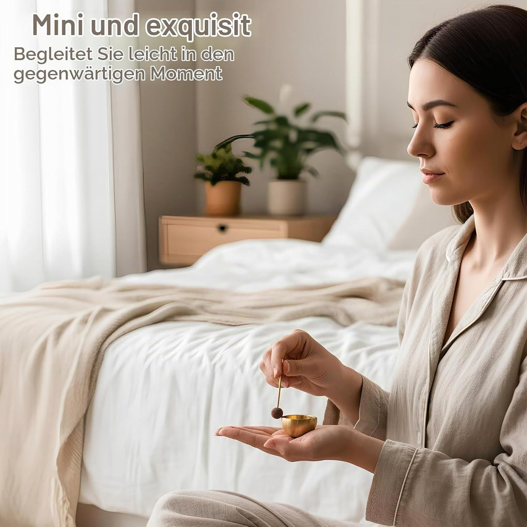 Tibetisches Klangschalen 3 Stück Mini Klangschale Set Tragbar Klangschalen-Set mit Schlägel und Kiss