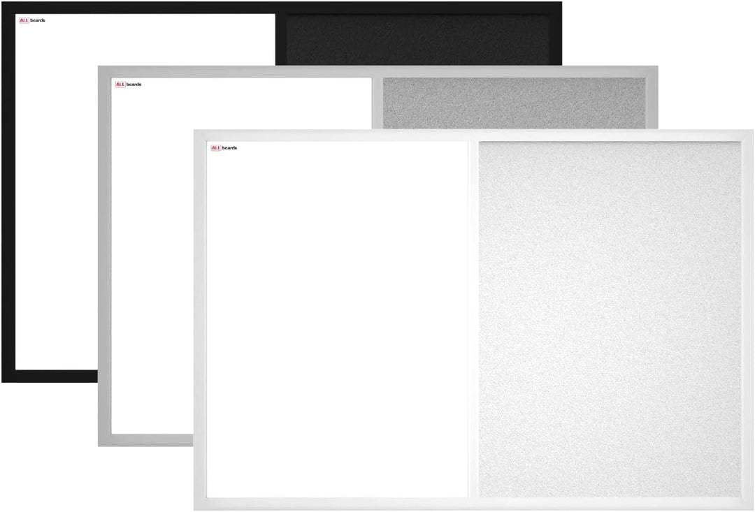 ALLboards Kombitafel 2 in 1 Magnettafel & Schwarz Kork-Pinnwand 90x60cm, Holzrahmen Schwarz lackiert