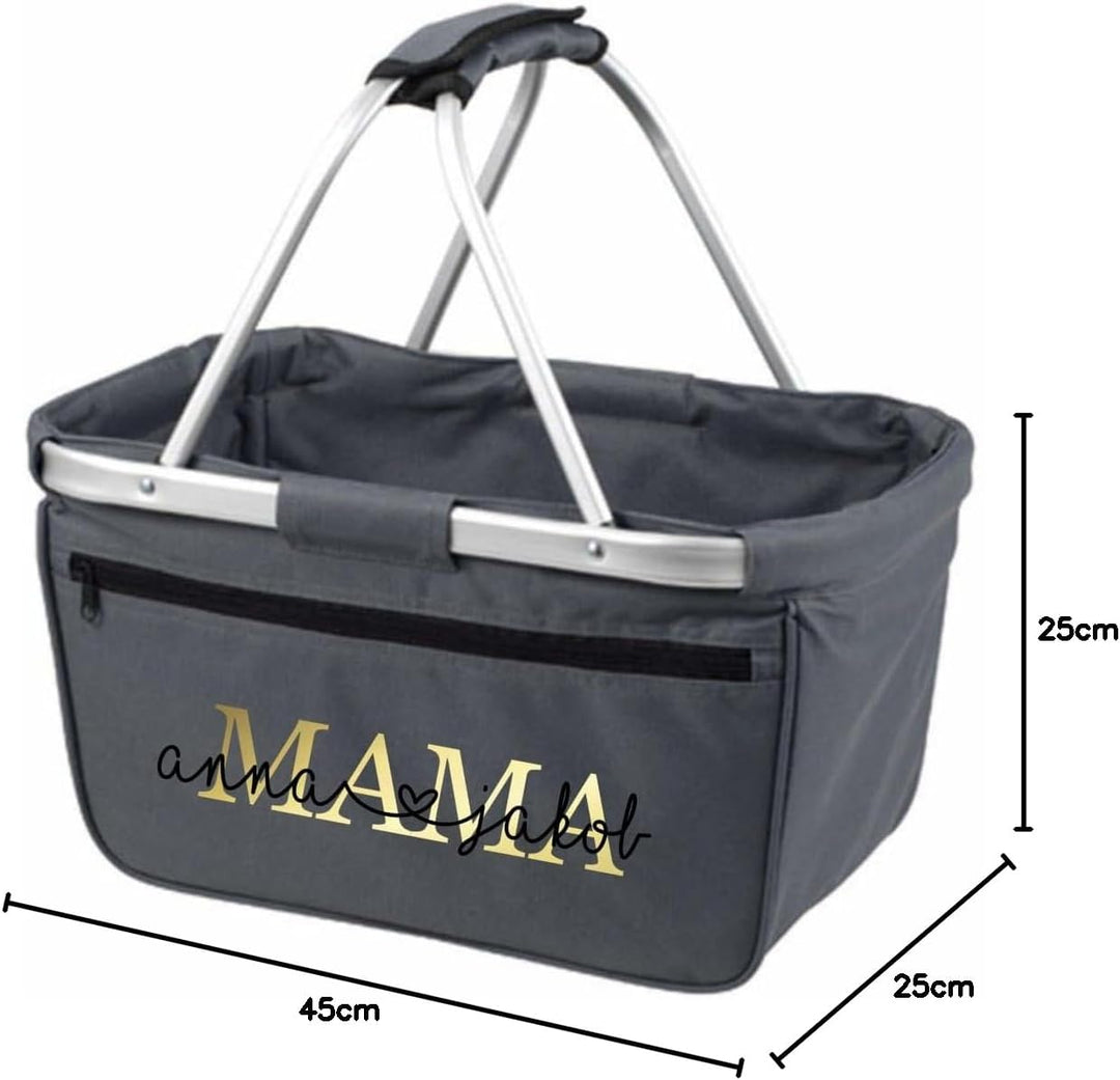 Einkaufskorb Mama Mom - Personalisiert mit Name - Einkaufstasche faltbar Tragekorb mit Aufdruck - 45