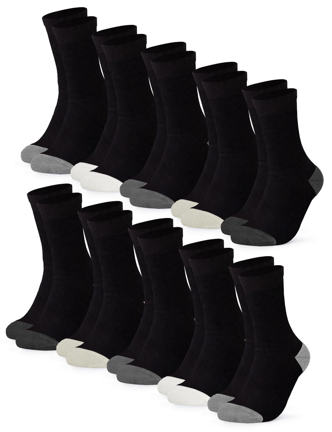 Occulto 10 PAAR SOCKEN für DAMEN aus BAUMWOLLE (Modell: Gertrud) 35-38 Schwarz-grau, 35-38 Schwarz-g