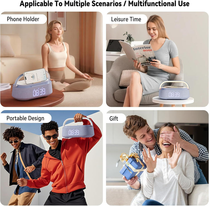 COLSUR Radiowecker Digital mit Wireless Charger, Bluetooth Lautsprecher Smart Wecker Schlummerfunkti