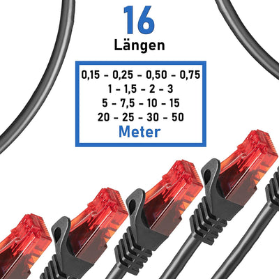 BIGtec - 10 Stück - 25m Gigabit Netzwerkkabel Patchkabel Ethernet LAN DSL Patch Kabel schwarz (2x RJ