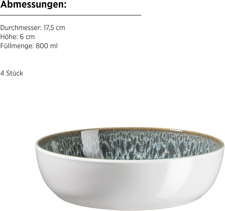 MÄSER Serie Malea, 16-tlg. Kombiservice für 4 Personen im Vintage-Look, grün mit dunklen Sprenkeln,