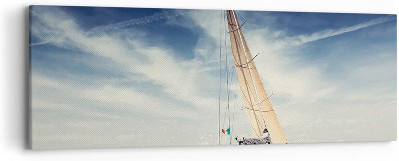 Panorama Bilder auf Leinwand Segeln Yacht Reise Leinwandbild 90x30cm Wandbilder Dekoration Wohnzimme