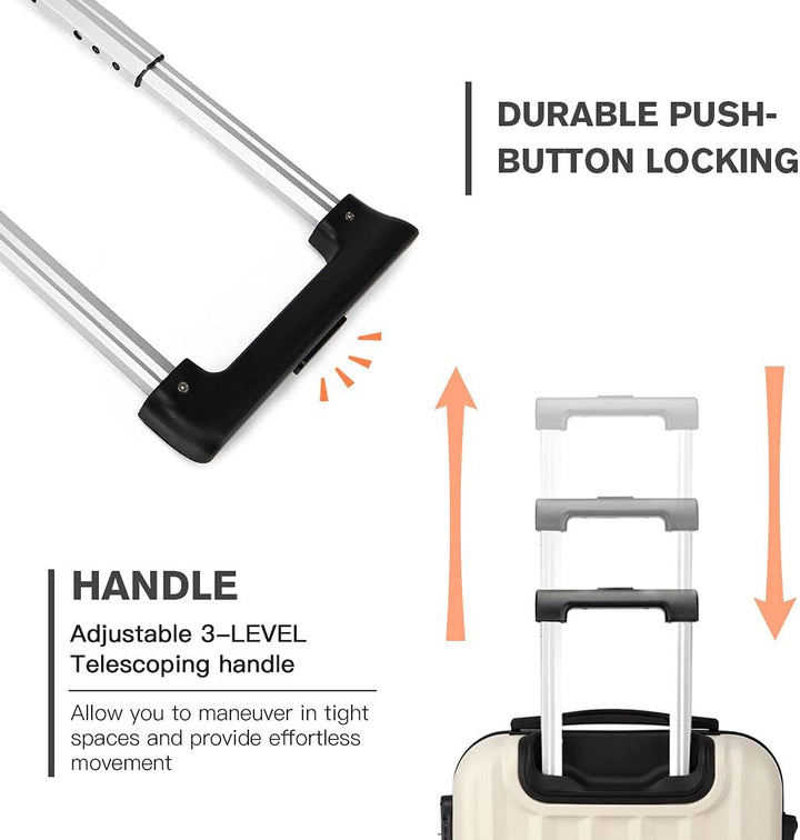 KONO Handgepäck Koffer Trolley ABS+PC Leicht Kabinenkoffer Reisekoffer mit 4 Rollen und Zahlenschlos
