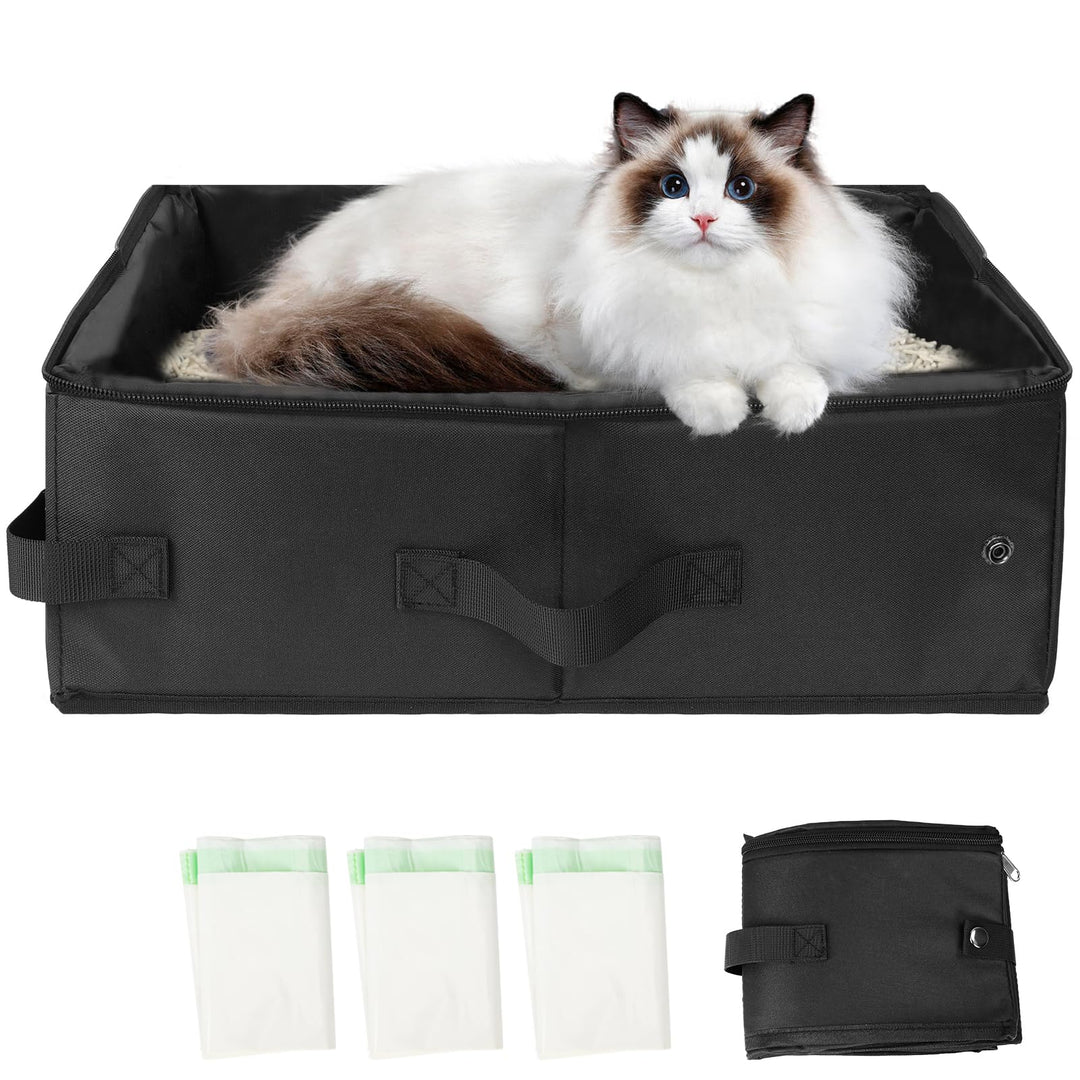 SZEE Reise Katzenklo mit 3 Stück Beutel, Faltbare Katzentoilette Tragbare für Kleine Katzen bis 5 kg
