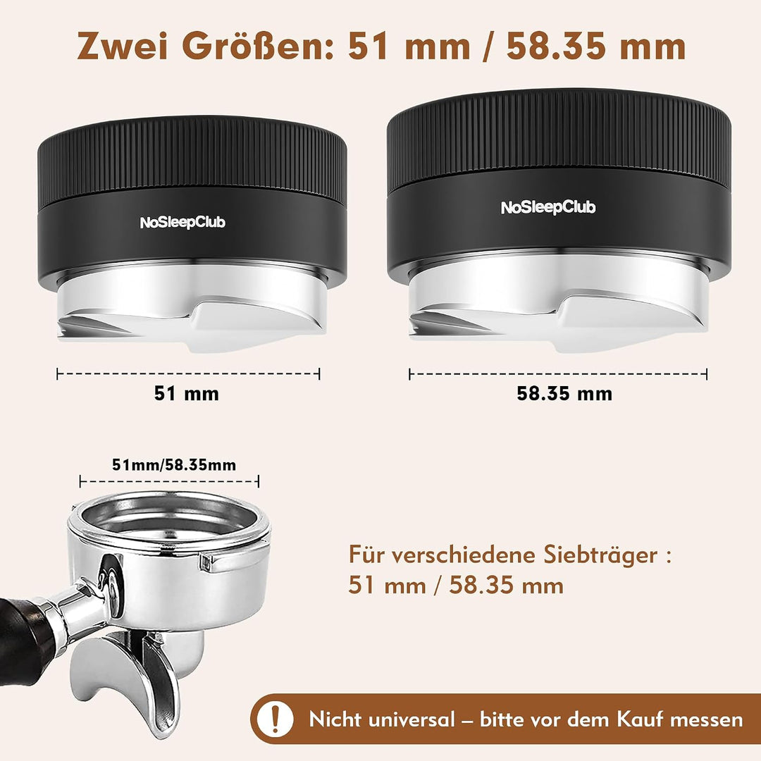 Espresso Distributor 51 mm, Schwerkraft-adaptiver Leveler, Schwarz | 304 Edelstahl Basis, 4-Klingen-