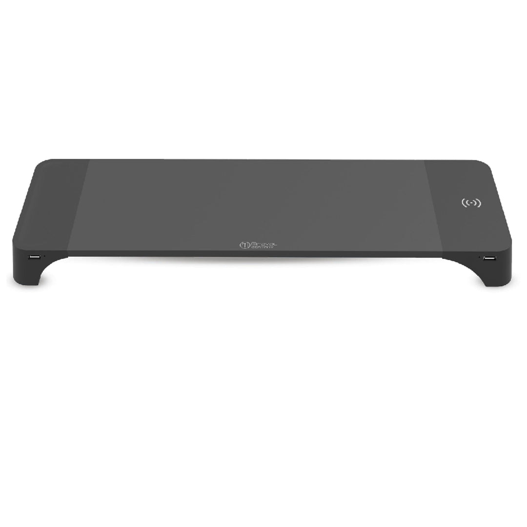 Miraval Monitor-Ständer mit Kabelloser Ladefläche, 57,5 x 17,6 x 5,6 cm, USB-C Anschluss, 15W Ladefu