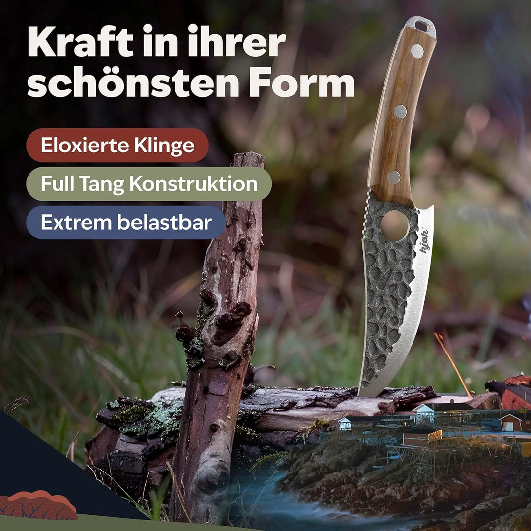 kjøk Premium Küchenmesser japanischer Style Klinge 15cm mit Loch und Olivenholzgriff Härte 56±2 HRC