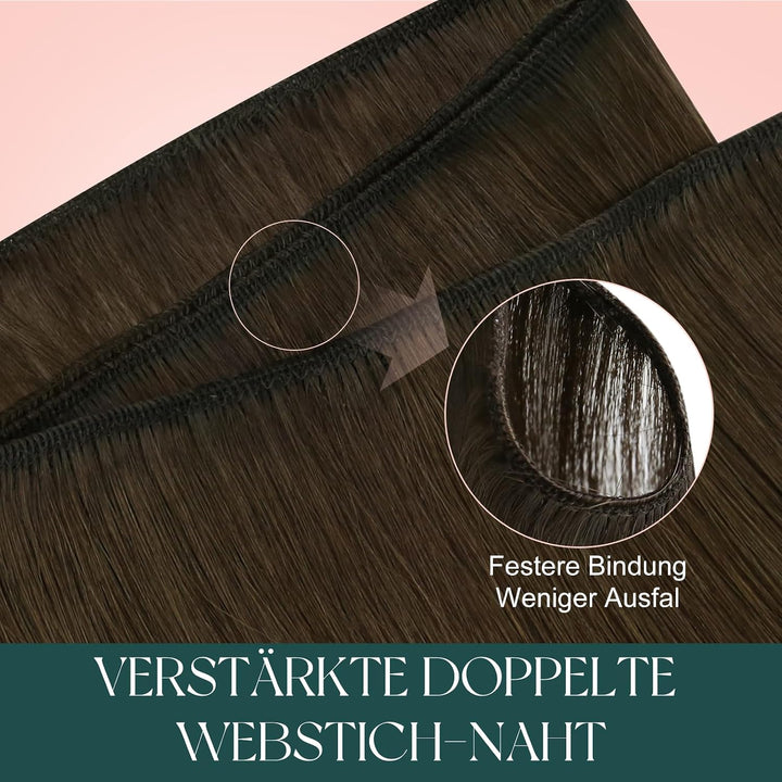 Easyouth Tressen Echthaar Extension Ombre Braun Tressen Haarverlängerungen Darkest Brown Balayage Mi