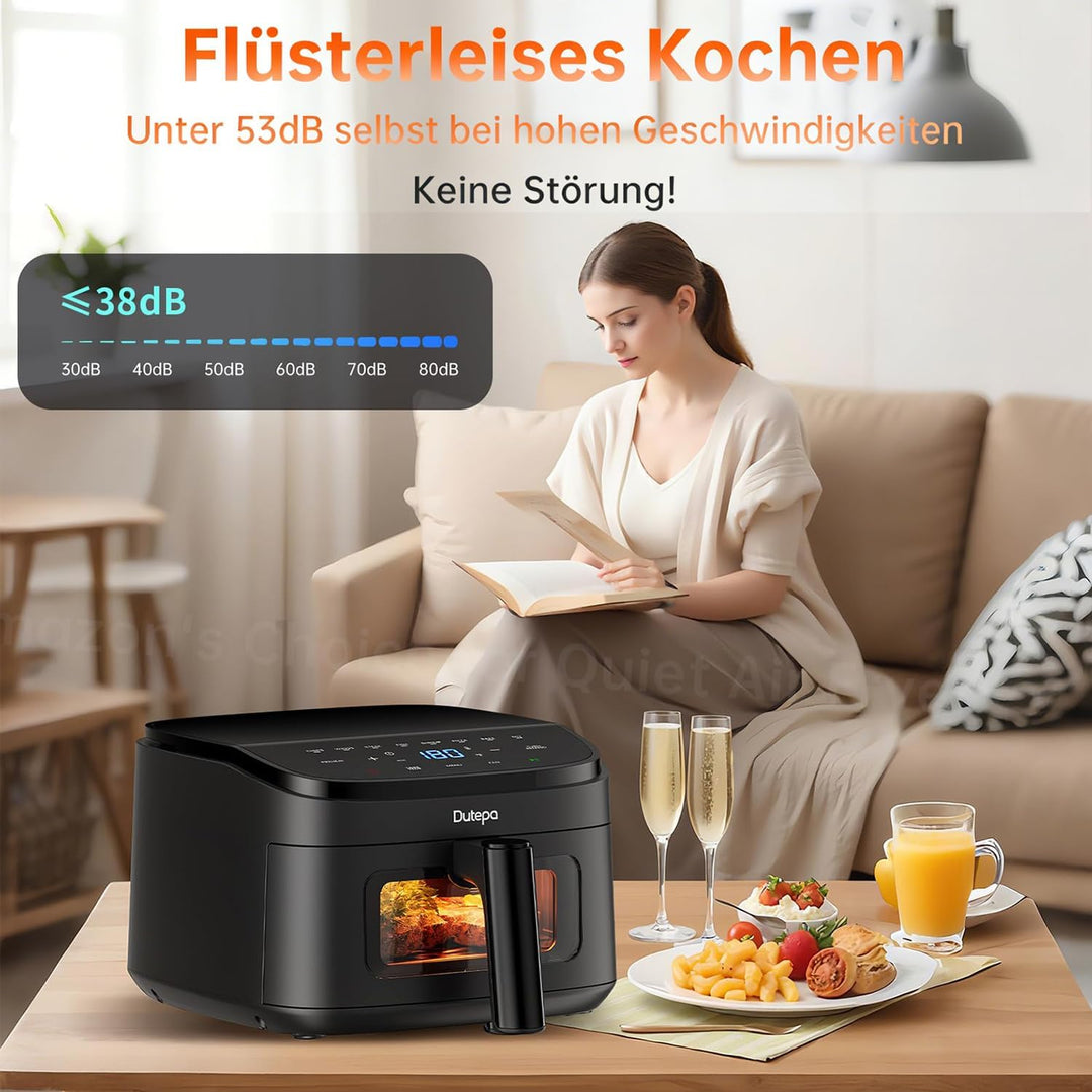 Kompakte 4,6L Heissluftfritteuse mit Sichtfenster, 95% weniger Fett, leicht zu Reinigen, Touchscreen