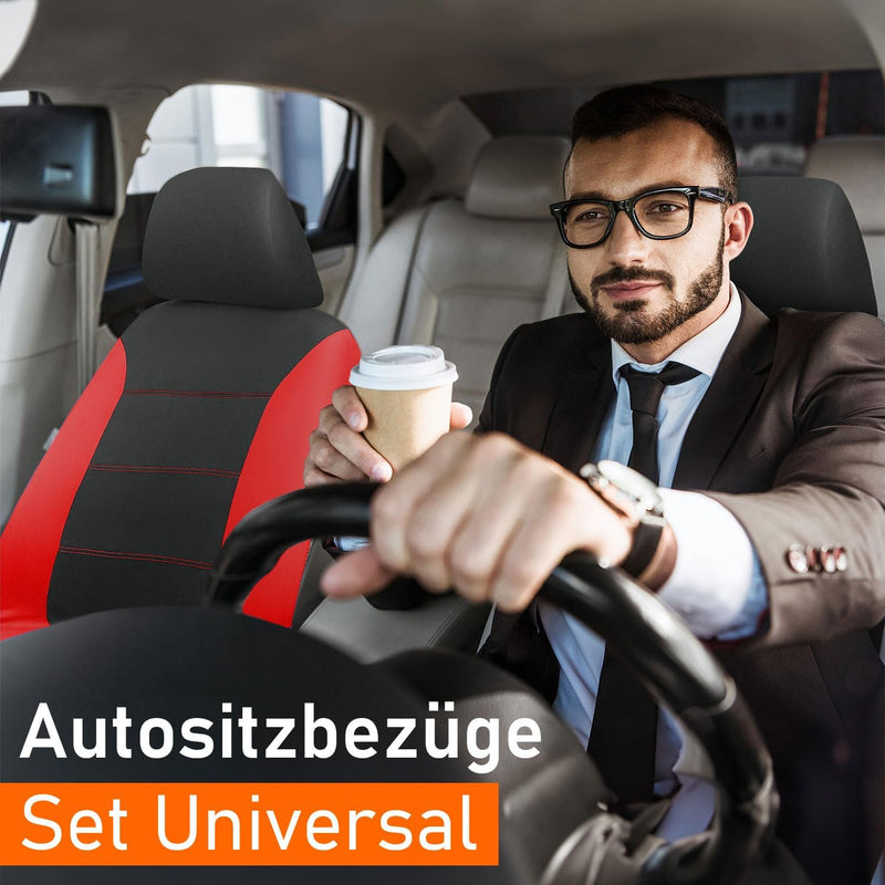 Upgrade4cars Autositzbezüge Set für die Vordersitze | Auto-Schonbezüge Universal in Rot | Autositzbe