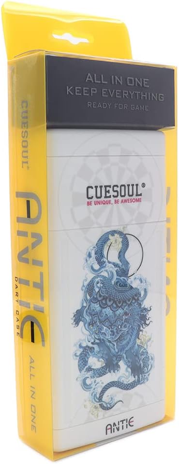 CUESOUL ANTIE Hard Dart Case, Hält 6 Steeldarts/Soft Tip Darts und zusätzliches Zubehör, mit Vier my
