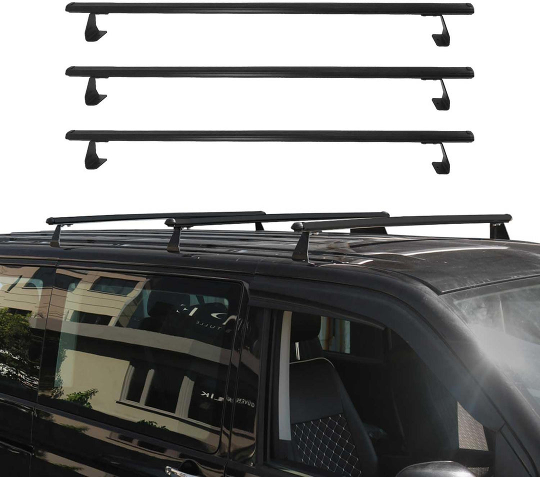 OMAC Dachträger Grundträger Gepäckträger kompatibel mit VW Caravelle T5 2003-2015 Alu Schwarz 3X Scw