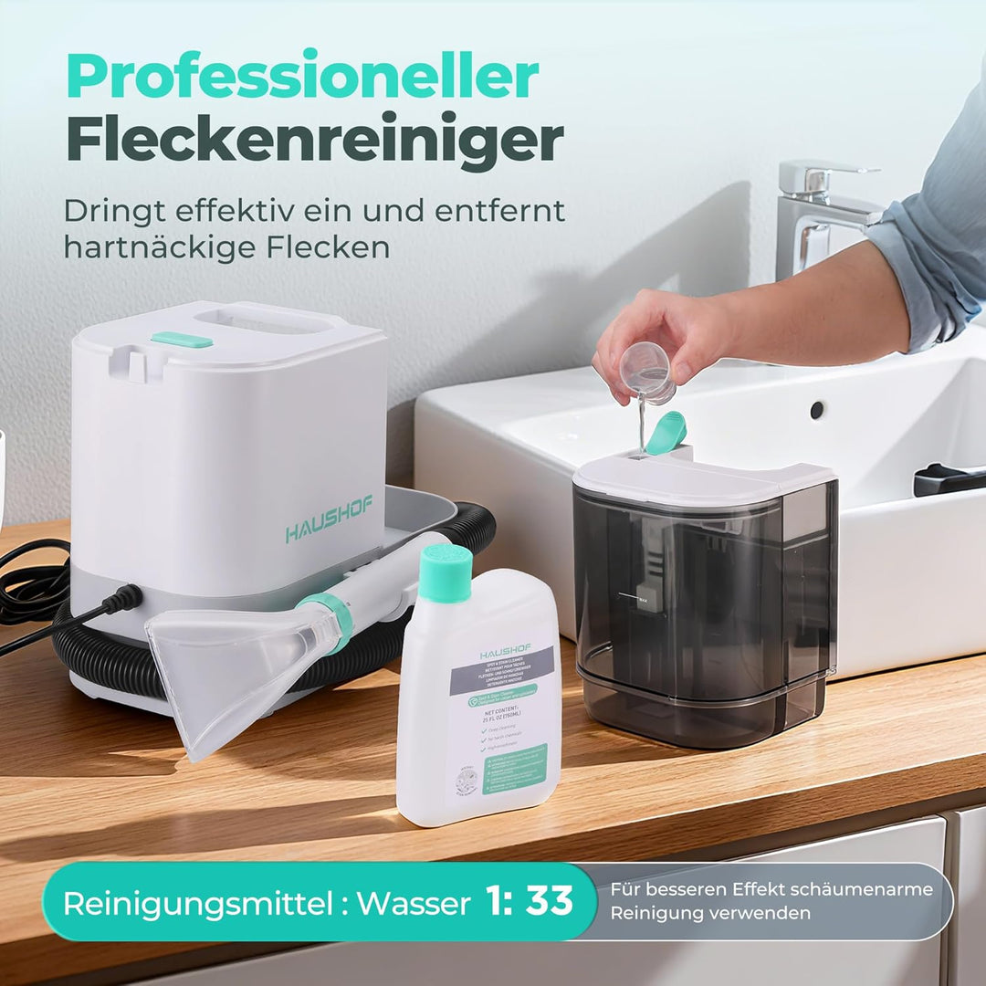 HAUSHOF Waschsauger Teppichreiniger, Tragbarer Teppich- und Polsterreiniger Gerät mit 13 kPa Saugkra
