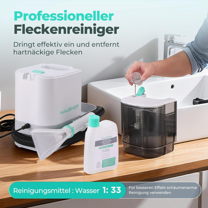HAUSHOF Waschsauger Teppichreiniger, Tragbarer Teppich- und Polsterreiniger Gerät mit 13 kPa Saugkra