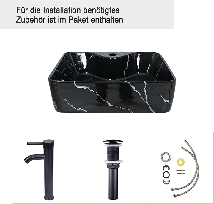 YU YUSING Badmöbel Set Waschbeckenunterschrank Badezimmerschrank mit Waschbecken Unterschrank Spiege