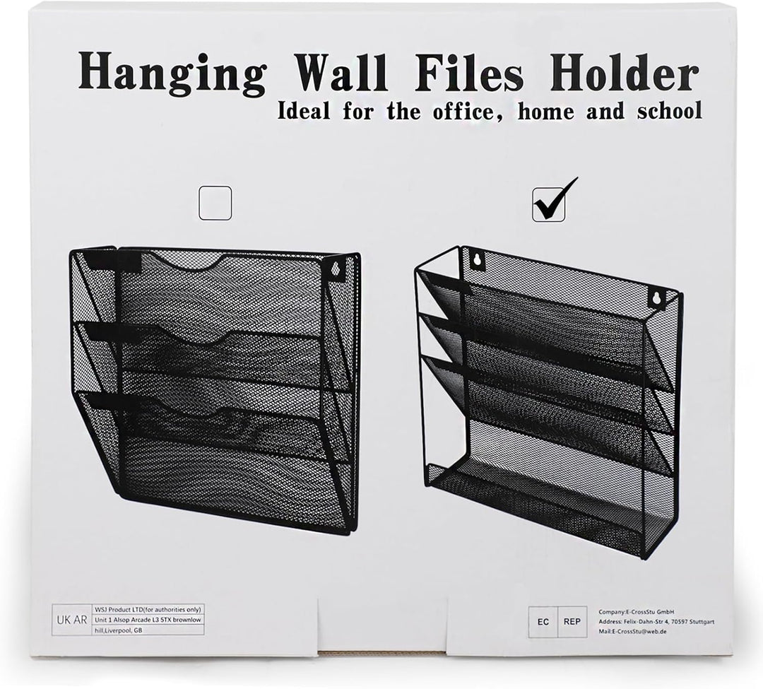 Hängeorganizer Wandablagefächer 4 Etagen Wandmontage Schreibtisch Organizer, A4 Zeitschriftenhalter