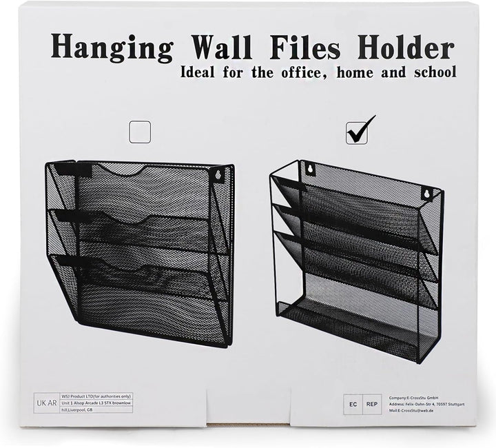 Hängeorganizer Wandablagefächer 4 Etagen Wandmontage Schreibtisch Organizer, A4 Zeitschriftenhalter