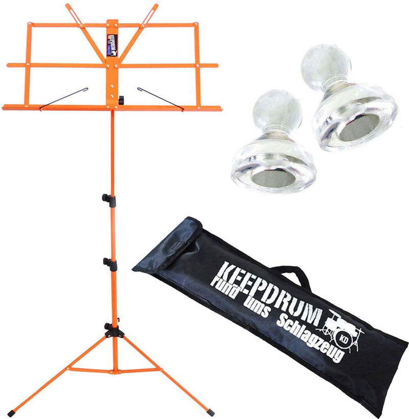 keepdrum MUS2OR Notenständer Orange + Tasche + 2 Notenpult Magnete