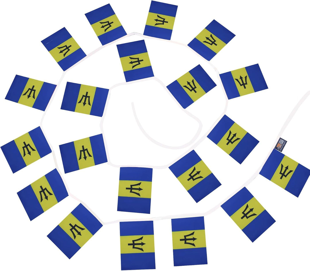 AZ FLAG FAHNENKETTE Barbados 12 Meter mit 20 flaggen 45x30cm- Barbados Girlande Flaggenkette 30 x 45