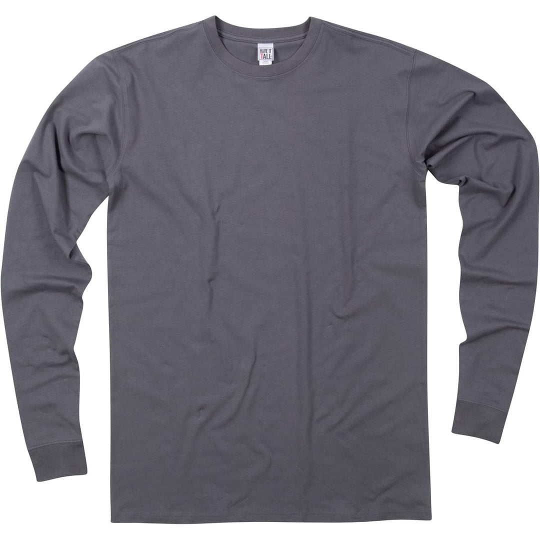 Have It Tall Mens Stretch Cotton Long Sleeve T-Shirt, Herren Long-Shirt Langarm Baumwolle Stretch, M