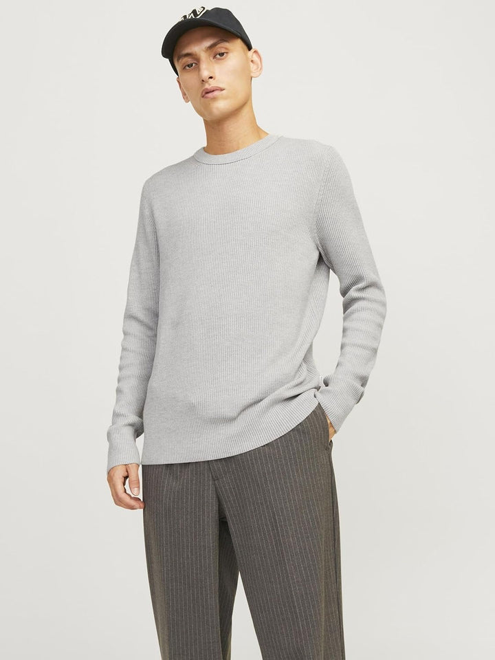 JACK & JONES Male Strickpullover Einfarbig Strickpullover XS Light Grey Melange, XS Light Grey Melan