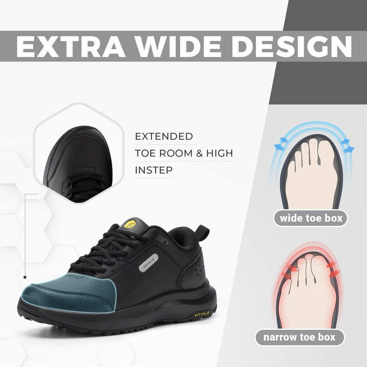 FitVille Extra Weit Wanderschuhe Herren Leicht Trekkingschuhe Wasserdicht Outdoor Schuhe Bequeme Lau
