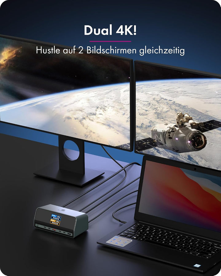 ICY BOX (11-in-1) USB-C Docking Station, Dual 4K HDMI, LCD Display, (USB 3.2 Gen 2), (2X HDMI 4K), (