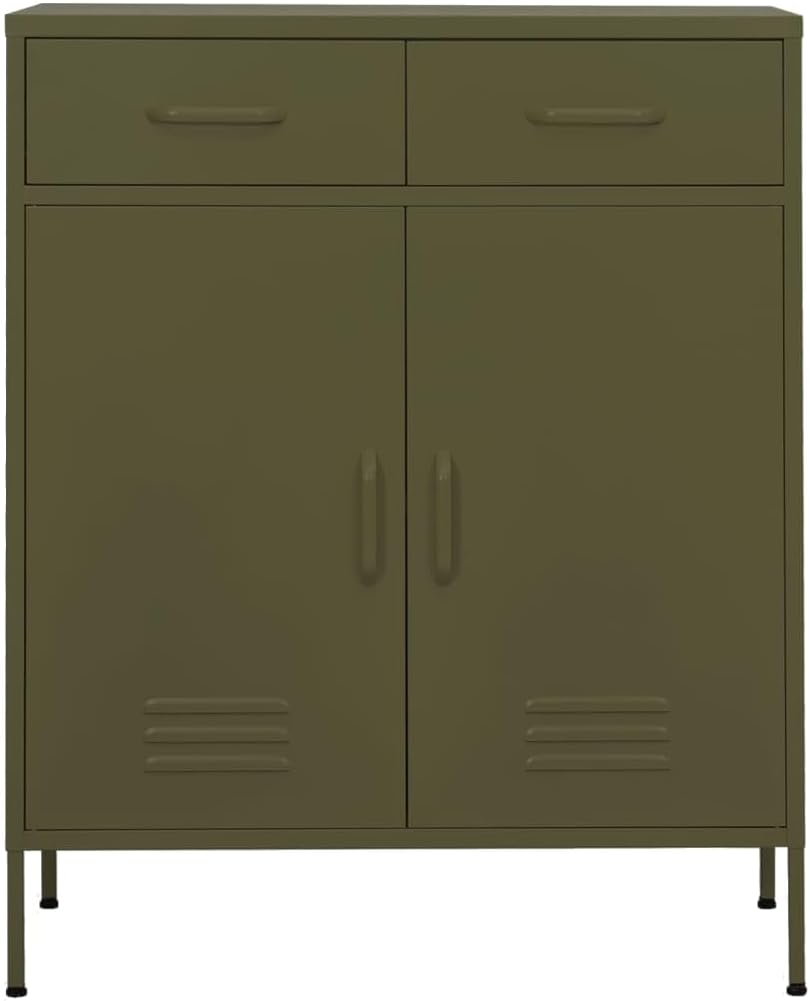 Aufbewahrungsschrank aus Metall mit 2 Schubladen, Aktenschrank mit 2 Türen und Regalen, 80x35x102cm