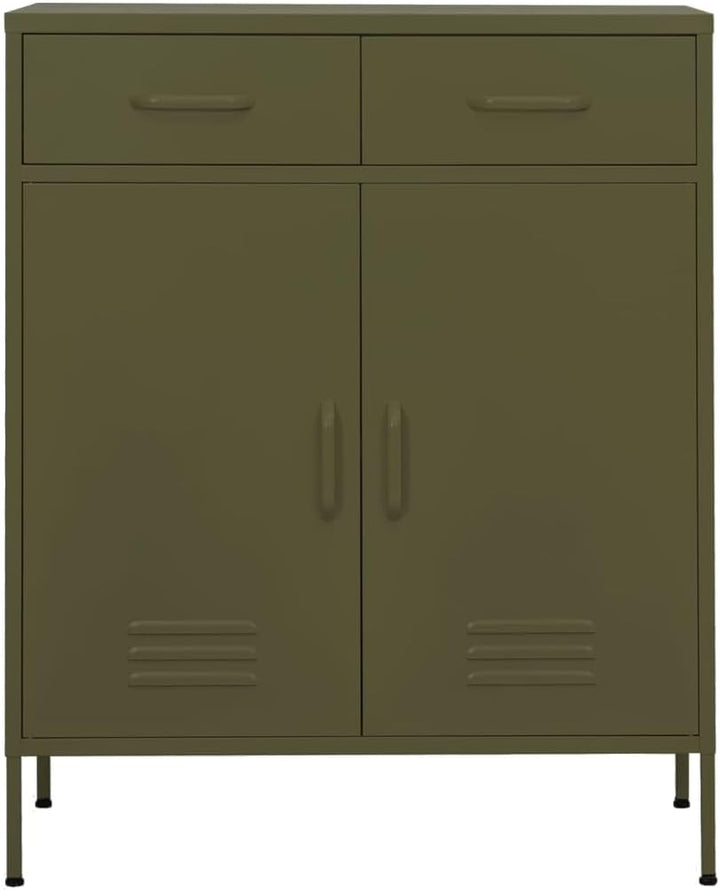 Aufbewahrungsschrank aus Metall mit 2 Schubladen, Aktenschrank mit 2 Türen und Regalen, 80x35x102cm