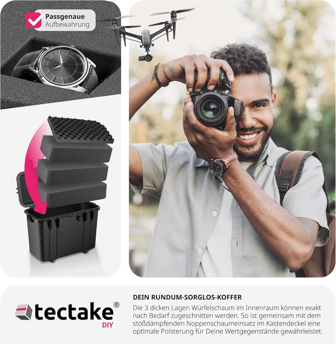 tectake® Universalkoffer, Fotokoffer, 41 x 22 x 34 cm, abschliessbare Box, Kunststoff Hardcase, stos