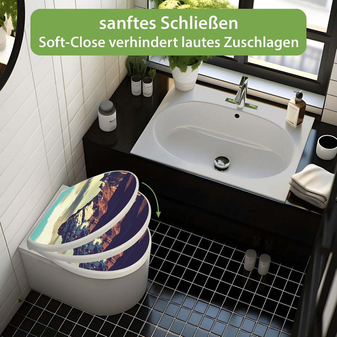 banjado Toilettendeckel mit Absenkautomatik 44,5x37cm - Soft Close Toilettensitz - WC Sitz mit Absen