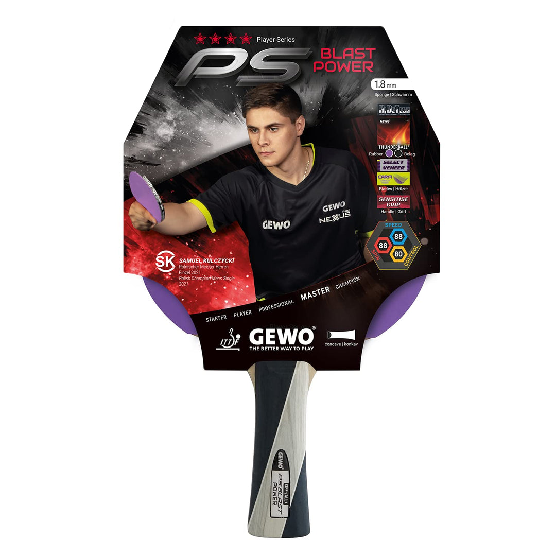 GEWO PS Blast Power Tischtennisschläger - ITTF genehmigter Profi-Tischtennisschläger, Allroundschläg
