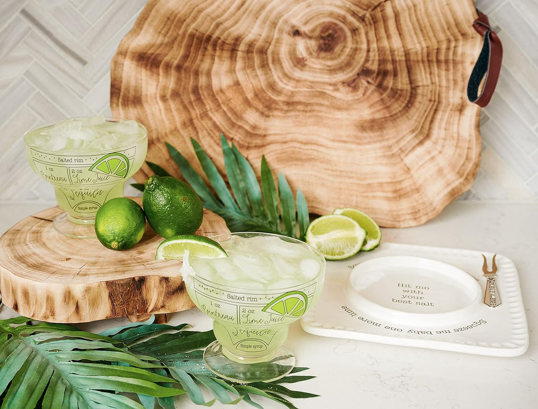 Mud Pie 42600664 Stemless Glass with Ingredients Margarita-Glas ohne Stiel mit Zutaten, durchsichtig