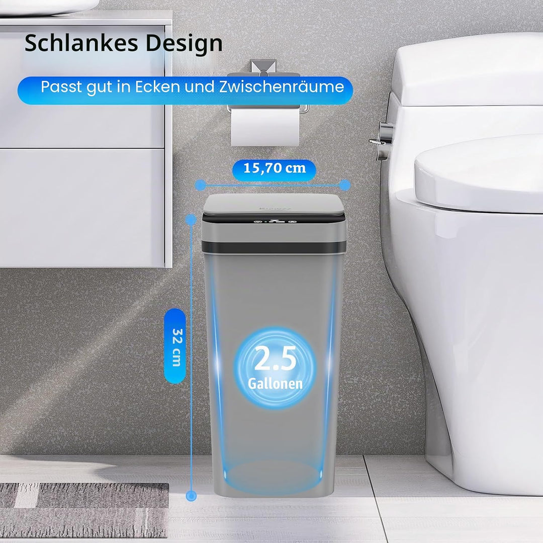 Kssvzz 3er Set Mülleimer Bad mit Sensor, 10L Elektrischer Mülleimer mit Deckel, Automatischer Müllei