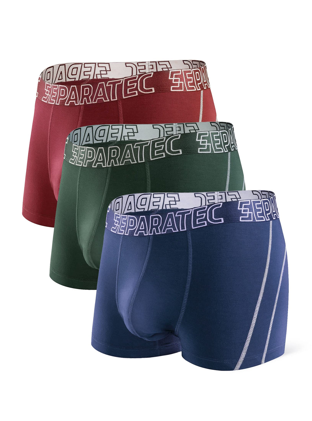 Separatec Herren Boxershorts Glattes Bambus Rayon mit getrennten Beuteln Unterwäsche 3er Pack Boxers