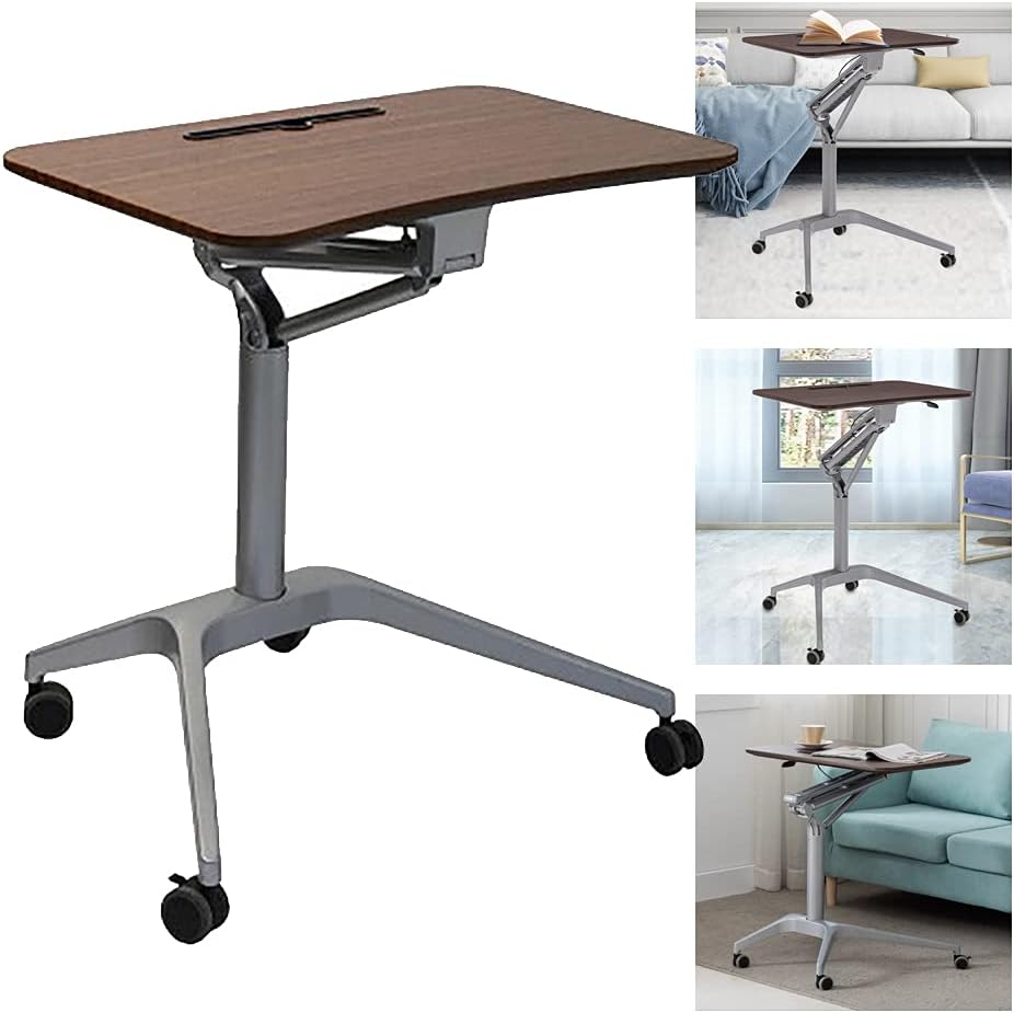 44" Laptoptisch mit Rollen Stehpult Höhenverstellbar Laptop Ständer Mobile Workstation Kompakter Sta