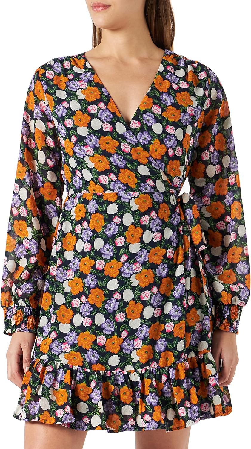 ONLY Damen Onlstar L/S Wrap Ptm Dress S Paisley Purple/Aop:margaretha Flower, S Paisley Purple/Aop:m