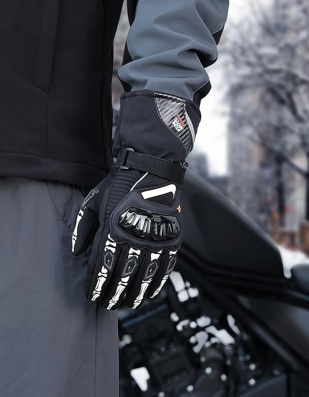 KEMIMOTO Winter Motorradhandschuhe, geprüfte Motorradhandschuhe,Motorrad Handschuhe Winter, Touchscr